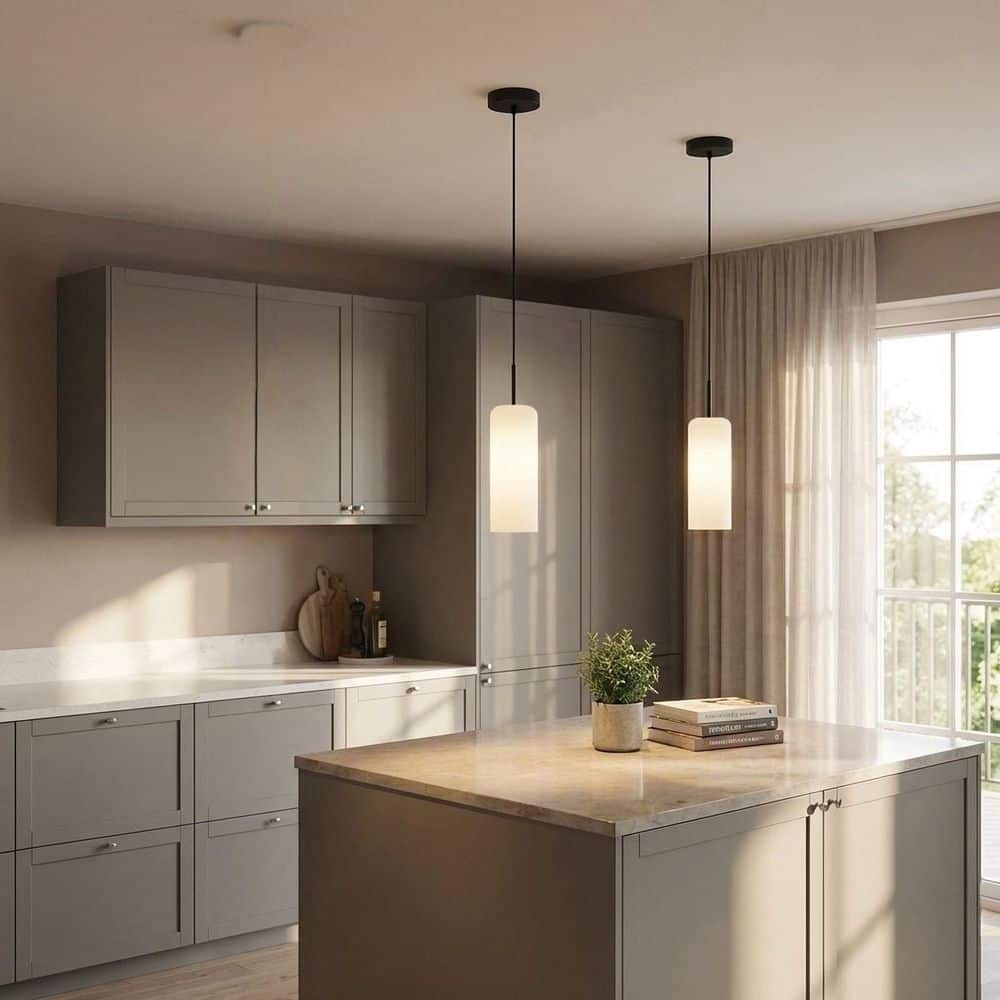 Troy 3 4 in. 1-Light Black Pendant Light with White Glass Shade price history on PriceWatchPro