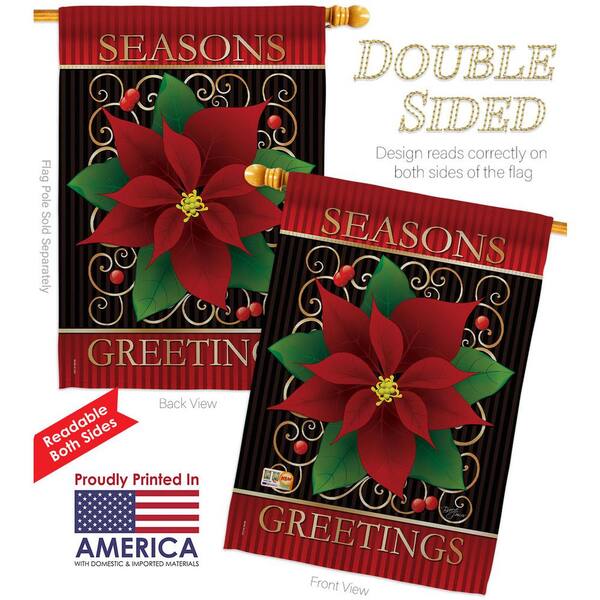 New Christmas Poinsettia Yard Flags 28" x 40" Breeze Art Solar Silk Polyester 