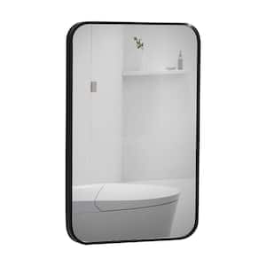 24 in. W x 30 in. H Rectangular Framed Wall Bathroom Vanity Mirror in Black