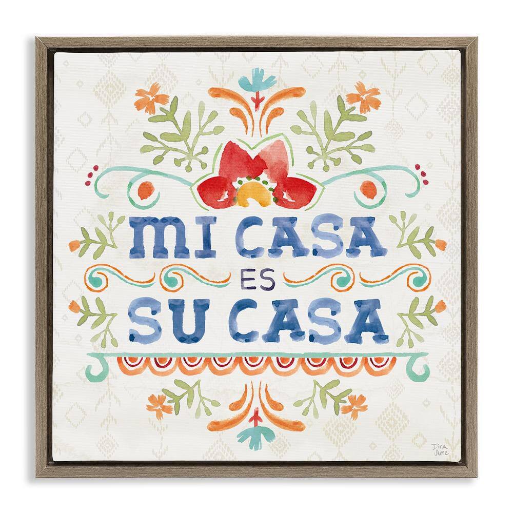 Our House Pattern by Dina June Brown Floater Frame Typography Graphic Art Print 25 in. x 25 in.