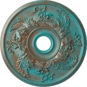 1-7/8 in. x 23-5/8 in. x 23-5/8 in. Polyurethane Acanthus Twist Ceiling Medallion, Copper Green Patina