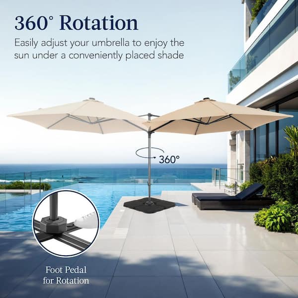 best patio umbrella amazon Amazon.com : SUPERJARE 13FT Outdoor Patio Umbrella with Base Included,  Double Sided Pool Umbrellas with Fade Resistant Canopy, Large Table Umbrella  for Deck, Market, Backyard