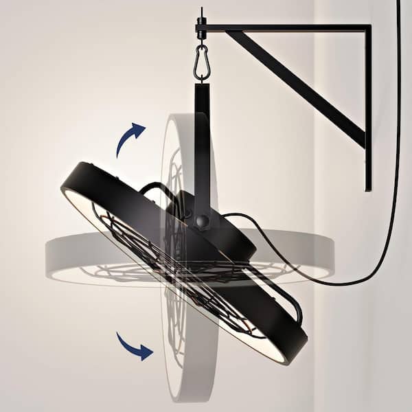 20 in. Black Modern Caged Wall Mounted Ceiling Fan with LED Light Low Profile Ceiling Fan with Remote and APP Control