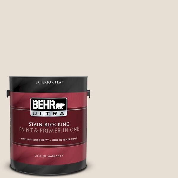 BEHR ULTRA 1 gal. #UL170-13 Cotton Knit Flat Exterior Paint and Primer in One