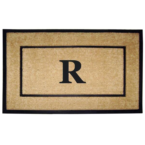 Nedia Home Coir with Rubber Frame Door Mat Single Picture Frame, Monogram R - 30 in. x 48 in.