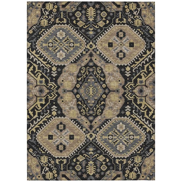 Chantille Machine Washable Indoor/Outdoor Abstract ACN3103 Black 3 ft. x 5 ft. Area Rug