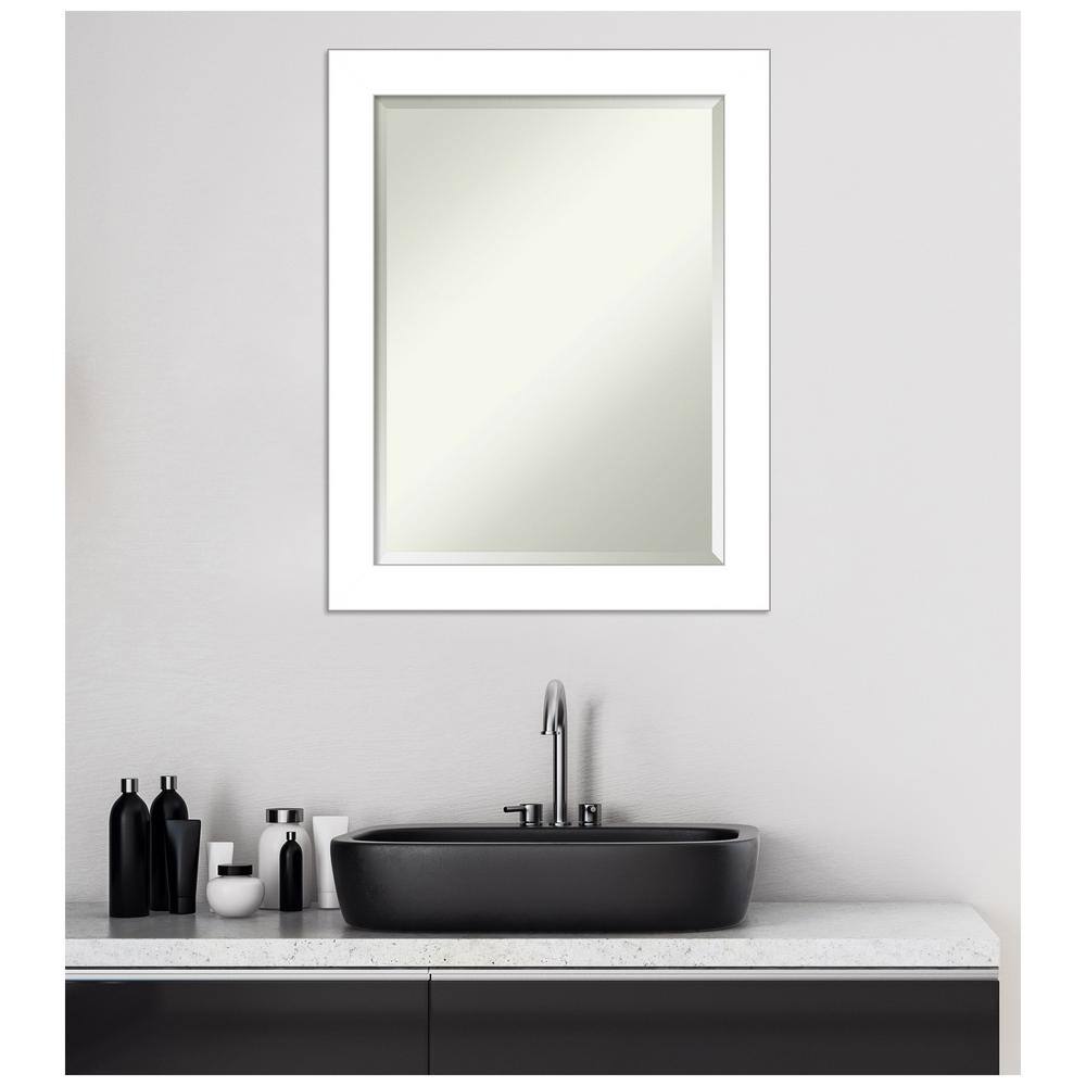 White Rectangular Framed Bathroom Vanity Mirror