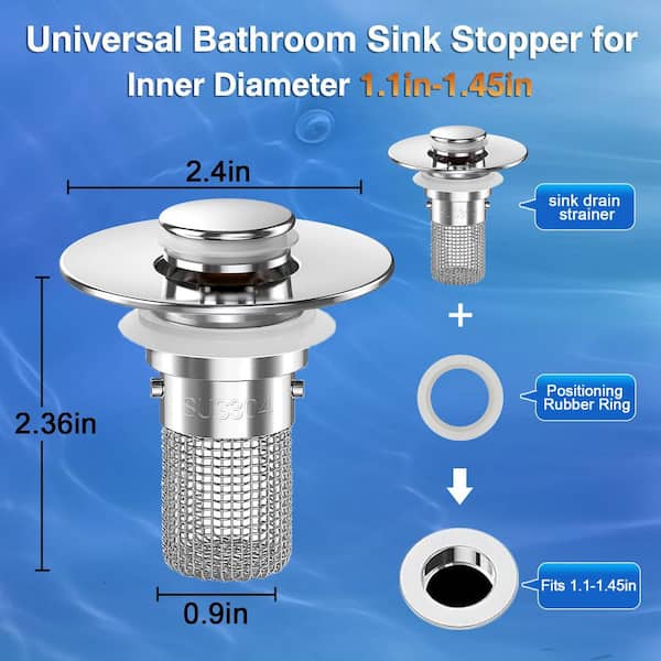 2-Piece Pop-up Sink Drain Strainer with Removable Stainless Steel Strainer Basket in Chrome