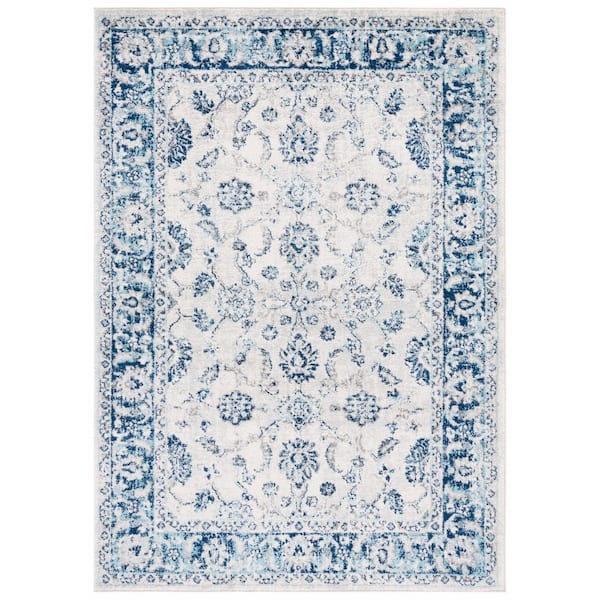 Tulum 8 ft. x 10 ft. Ivory/Blue Floral Oriental Area Rug
