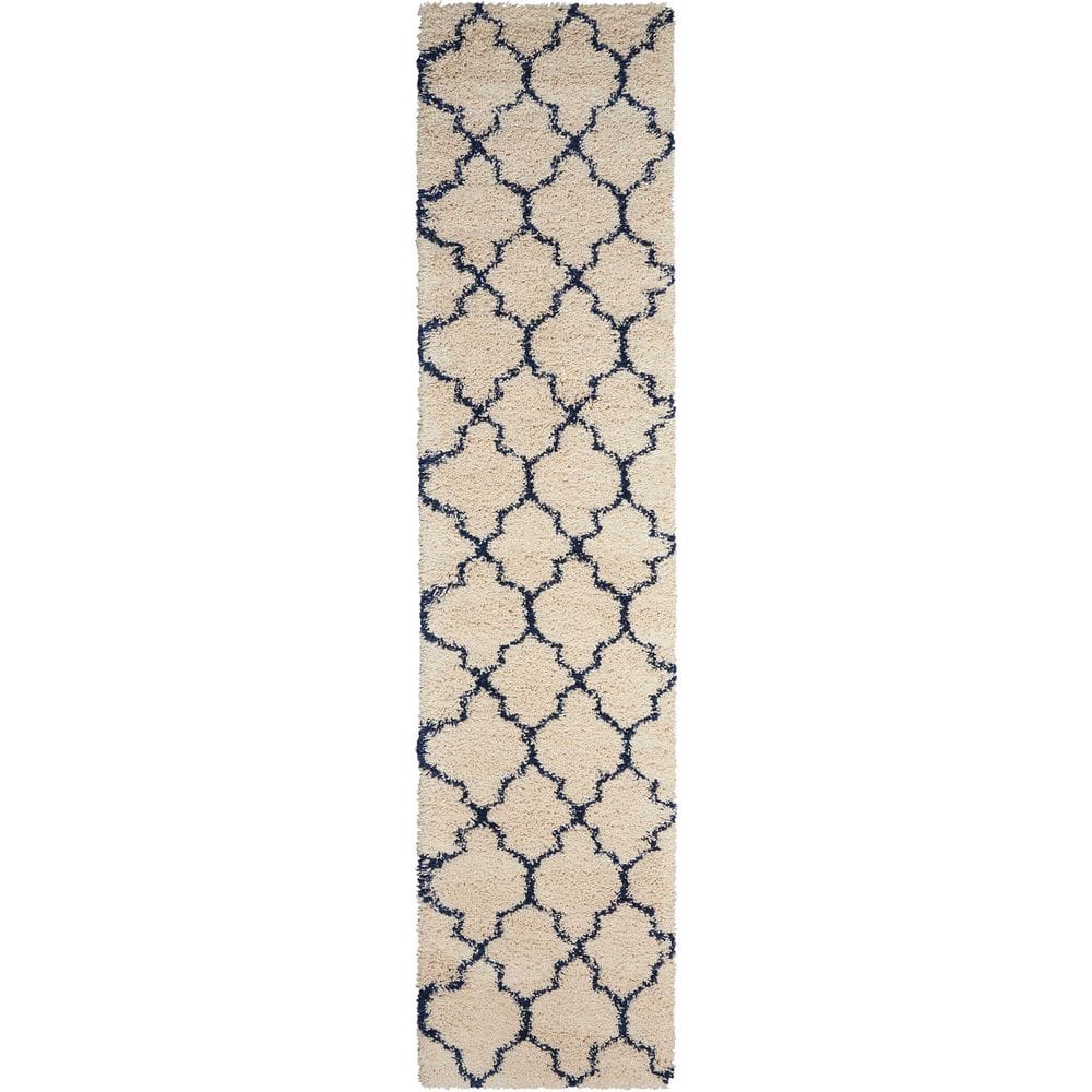Amore Solid Shag Ivory/Blue 2 ft. x 10 ft. Runner Area Rug price history on PriceWatchPro