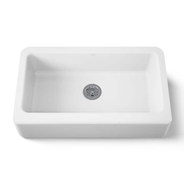 Dickinson 19.56 in. Undermount Single Bowl White Cast Iron Kitchen Sink