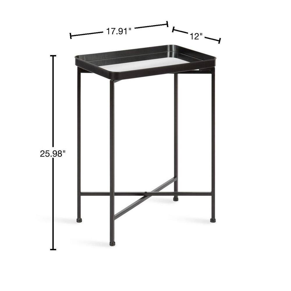 Celia 26'' Black Metal and Mirrored Glass Modern Side Table