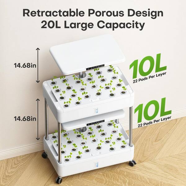 N/A 44 Pods Hydroponic Growing System Garden w/ LED Grow Light