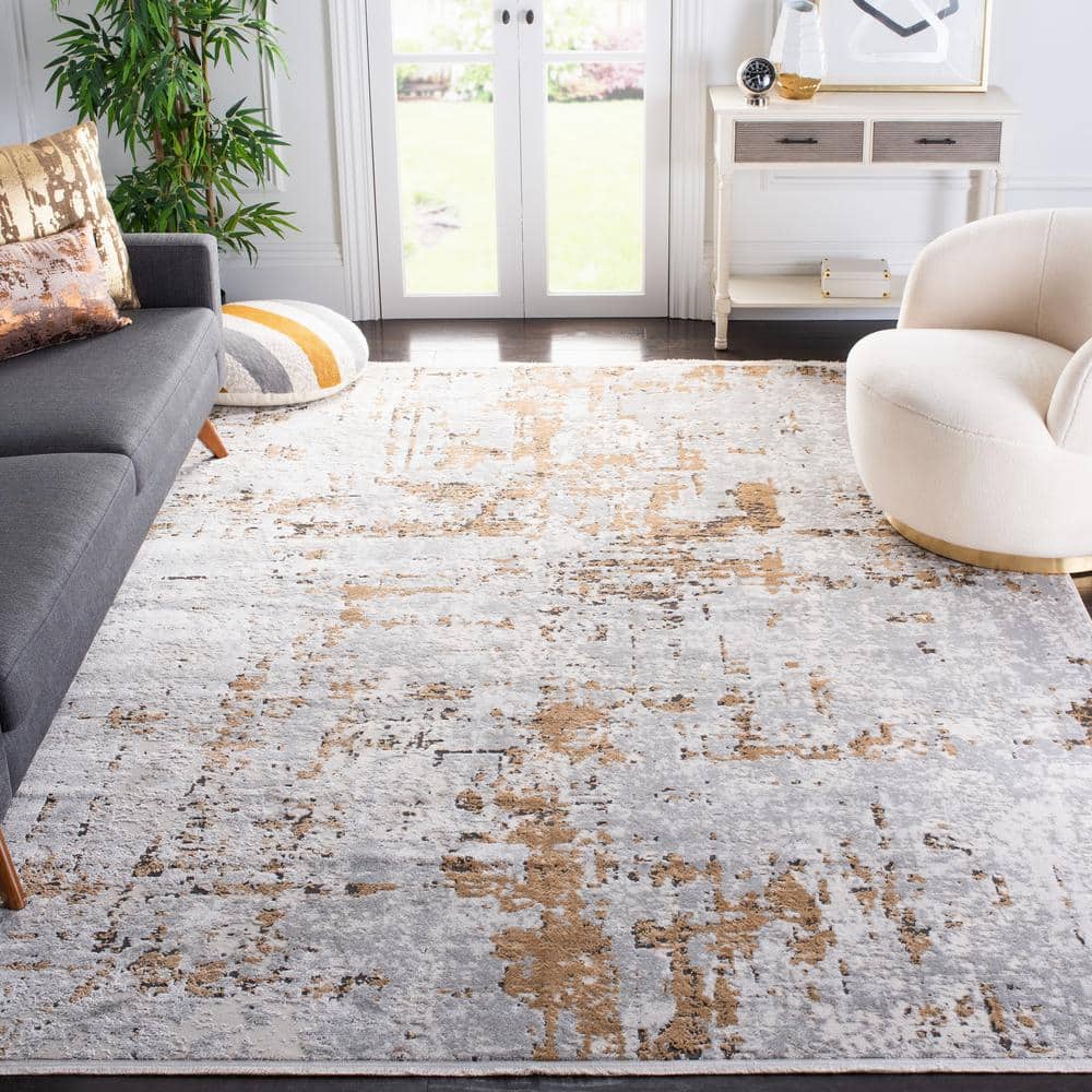 Shivan Grey and Gold 8' x 10' Abstract Area Rug