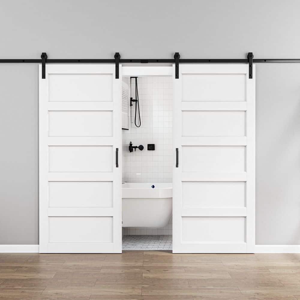ARK DESIGN 72 in. x 84 in. Waterproof 5-Panel White MDF with PVC ...