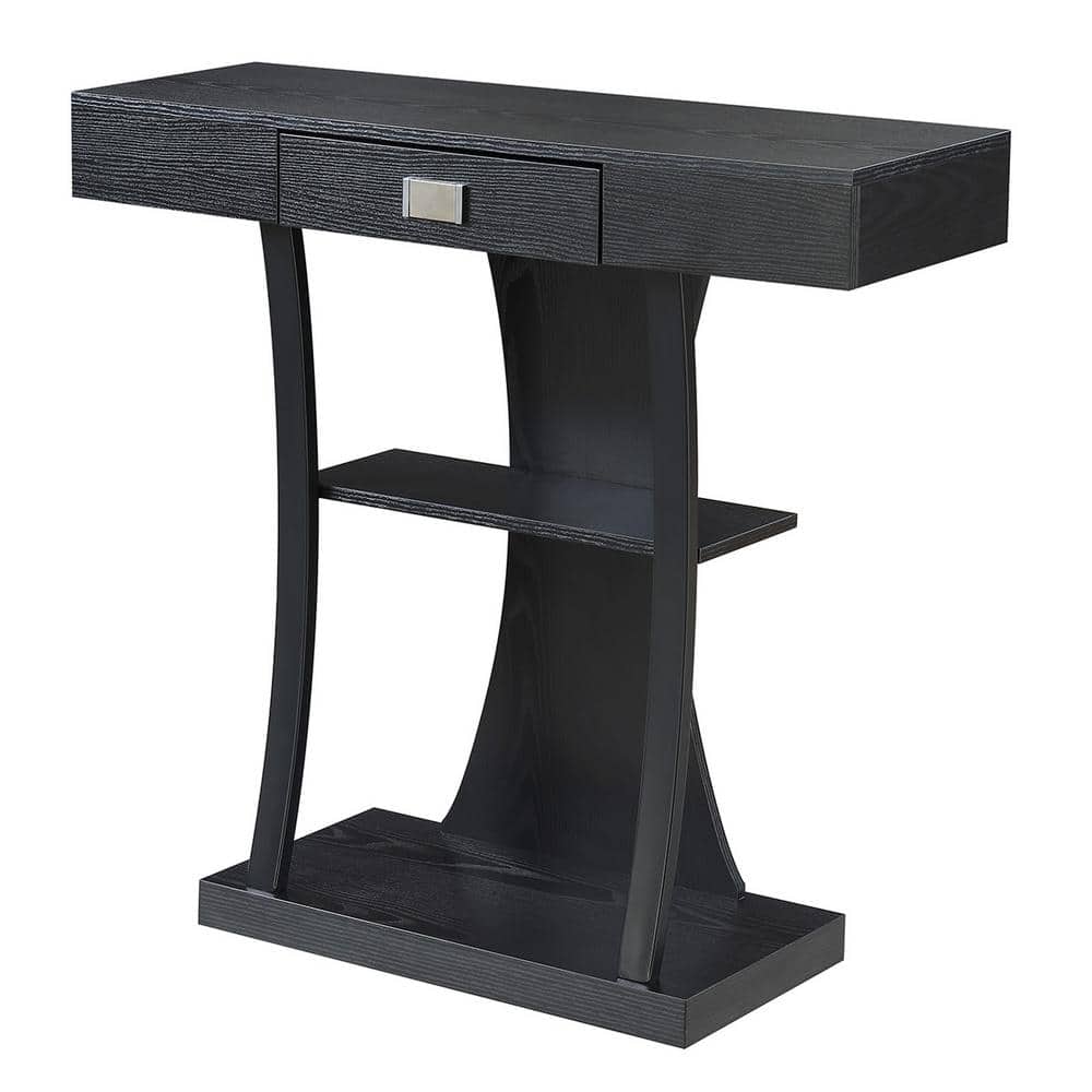 Newport Black Wood and Metal Console Table with Storage