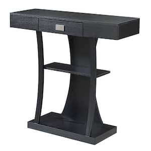 Newport 34 in. Black Standard Rectangle Composite Console Table with Drawers
