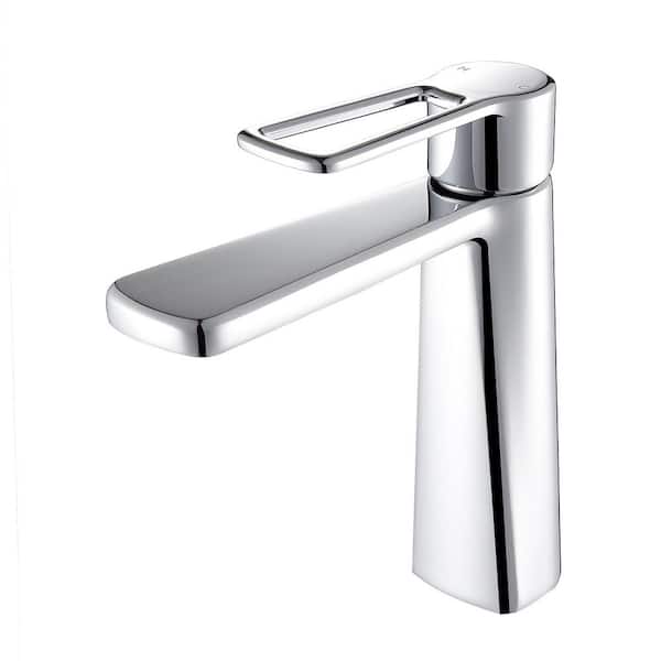 Paula Single Hole Single Handle Mid Arc Bathroom Faucet in Prolished Chrome (1-Pack)