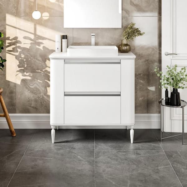 Eviva Duva 47 in. Single Sink White Bath Vanity with White Engineered Wood Top (Assembled)