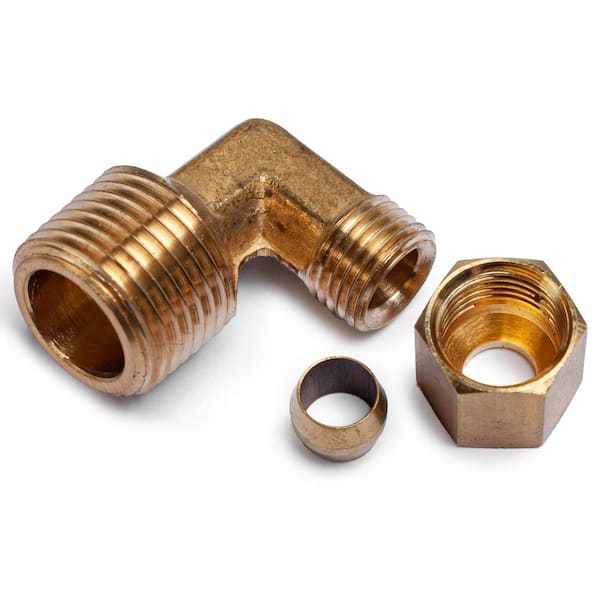 1/4 in. O.D. x 3/8 in. MIP Brass Compression 90-Degree Elbow Fitting  (5-Pack)