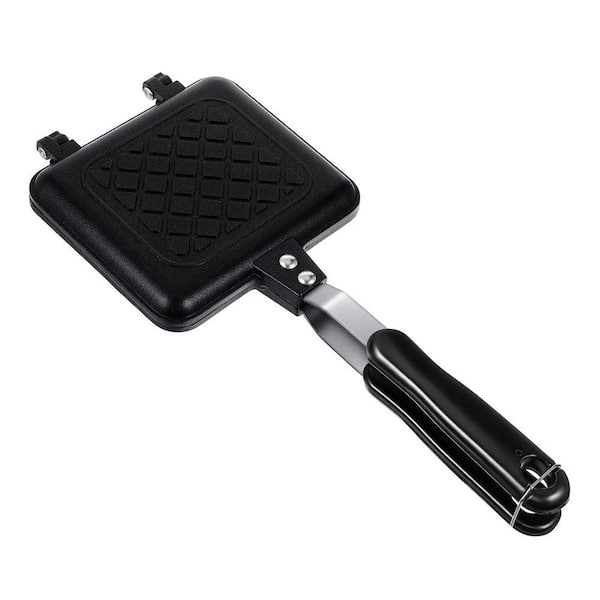 Double-Sided Nonstick Iron Stovetop Sandwich Grill Pan Black for Gas Ceramic Cooktop Home Kitchen 1-Piece