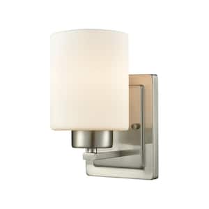 Summit Place 1-Light Brushed Nickel With Opal White Glass Bath Light