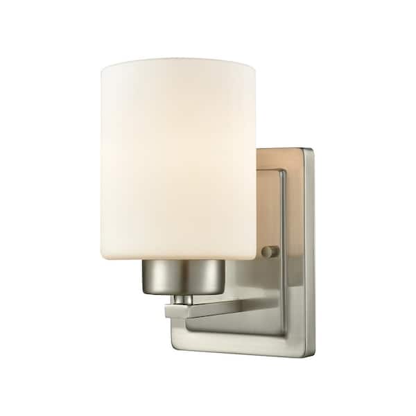 Thomas Lighting Summit Place 1-Light Brushed Nickel With Opal White ...