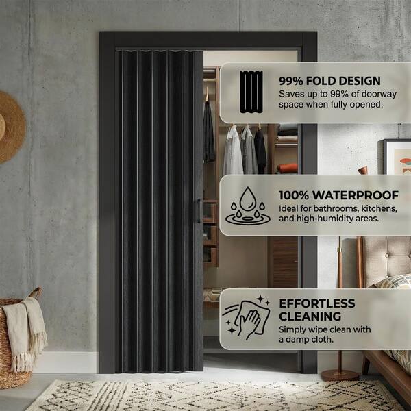 SOCBAZZAR 42 in. x 80 in. Black Oak Finished Interior PVC Folding