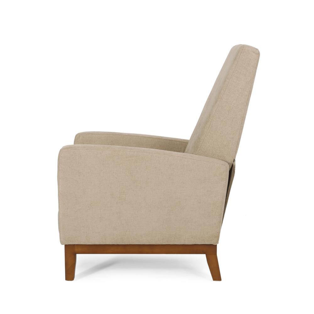 Sand and Brown Manual Pushback Wood Recliner