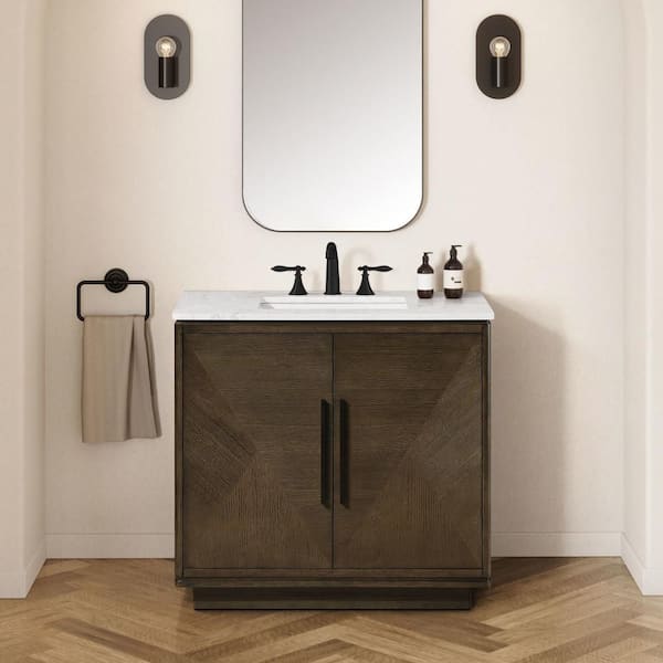 Hale 36 in. Single Sink Freestanding Aged Oak Bath Vanity with Engineered Marble Top