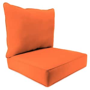 Sunbrella 24" x 24" Canvas Tuscan Orange Solid Rectangular Outdoor Deep Seating Chair Seat and Back Cushion Set