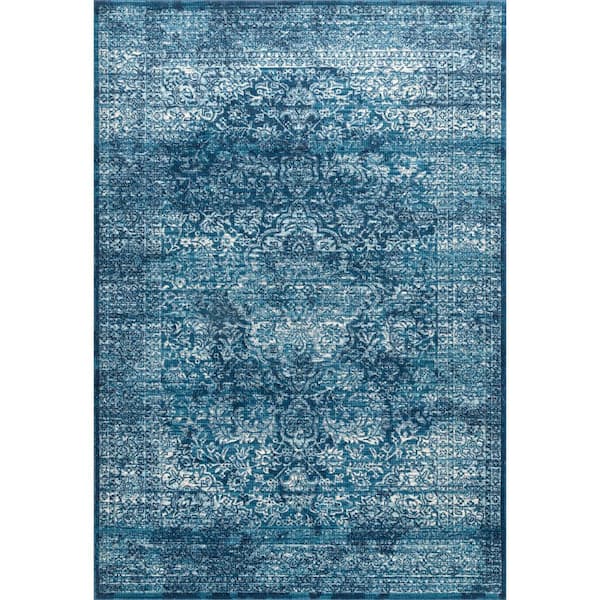 nuLOOM Enddy Vintage Medallion Blue 9 ft. x 12 ft. Area Rug