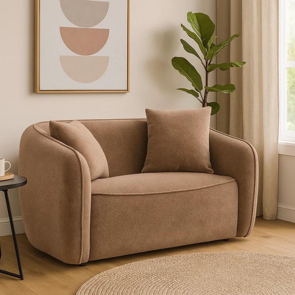 Benjara Keina 35 in. Chenille 2-Seater Tight Back Loveseat in