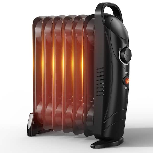 700-Watt Freestanding Black Electric Utility Convection Infrared Overheating Protection Oil-Filled Radiator Space Heater