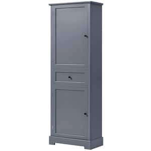 22.24 in. W x 11.81 in. D x 65.15 in. H in Grey MDF Ready to Assemble Bathroom Storage Cabinet with Adjustable Shelf