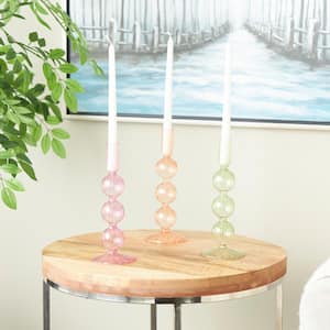 Multi Colored Glass Textured Bubble Candle Holder (Set of 3)