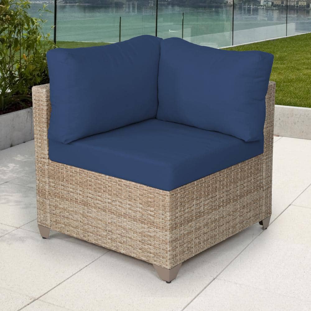 Maui Metal Outdoor Sectional with Cobalt Cushions
