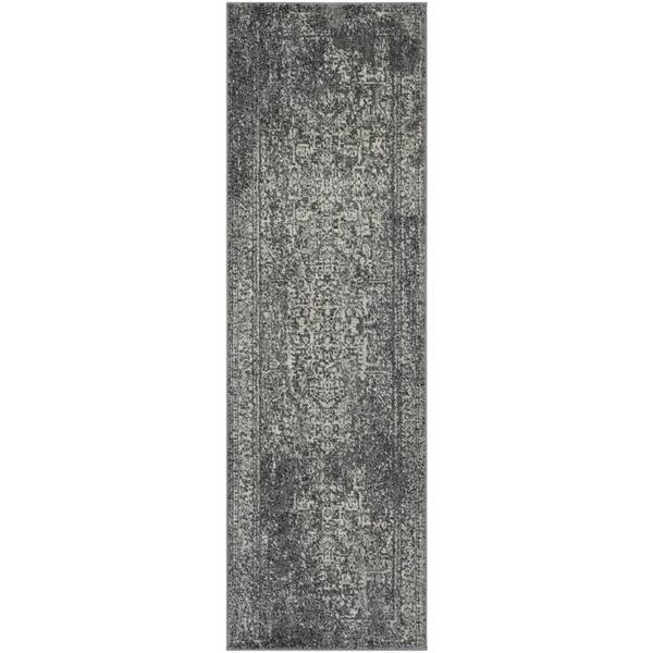 Evoke 2 ft. x 21 ft. Gray/Ivory Medallion Runner Rug