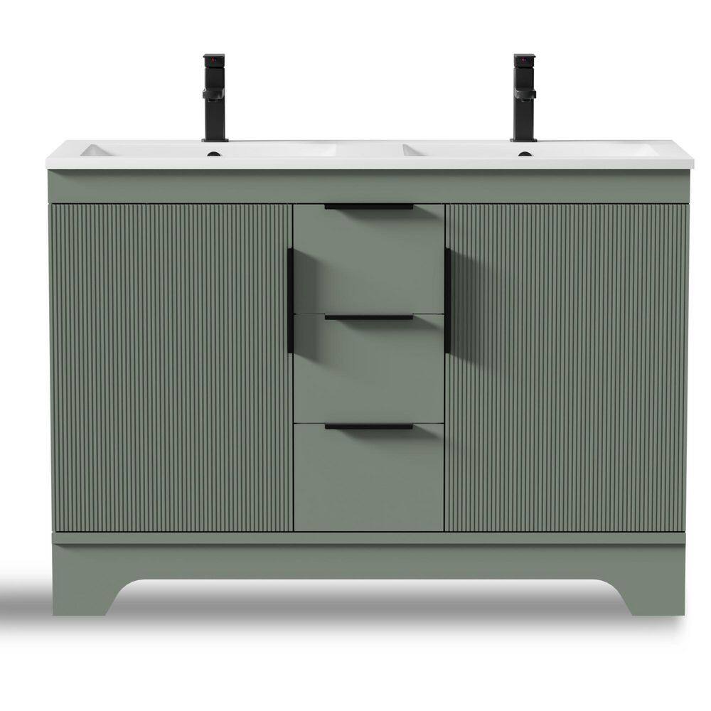 48 in. W. x 18 in. D x 33.5 in. H Double Sink Freestanding Green Bath Vanity with White Integrated Composite Resin Top price history on PriceWatchPro