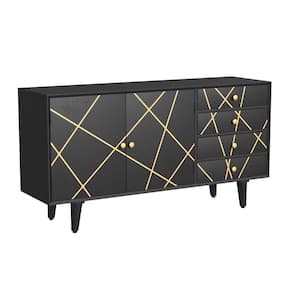 Reeves 58 in. W Black 30.5 in. H Mango Wood Console with 4-Drawers and 2-Shelves