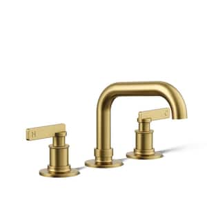 Castia By Studio McGee 8 in. Widespread Double-Handle Bathroom Sink Faucet 0.5 GPM in Vibrant Brushed Moderne Brass