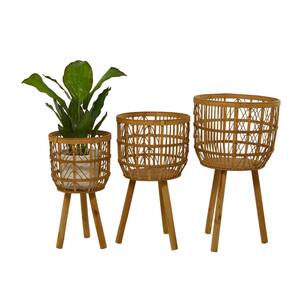 Litton Lane 26 in., 23 in., and 20 in. Large Brown Bamboo Handmade