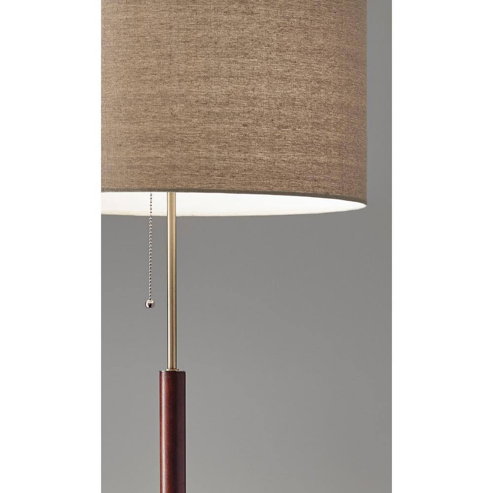 Hamilton Mid-Century Walnut Eucalyptus Floor Lamp with Linen Shade