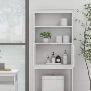 25.98 in. W x 9.05 in. D x 69.92 in. H White Wood Linen Cabinet with Over-the-toilet Cabinet, Open Shelves and 2 Doors