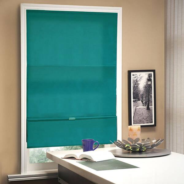 Chicology 31 in. W x  64 in. L Allure Ultramarine  Light Filtering Horizontal Fabric Roman Shade