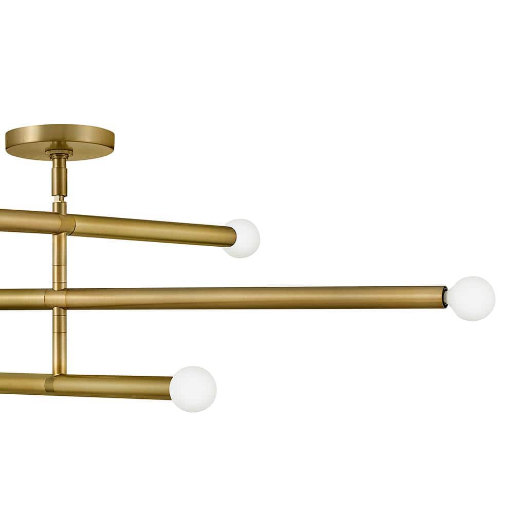 Millie Lacquered Brass 6-Light Mid-Century Modern Chandelier