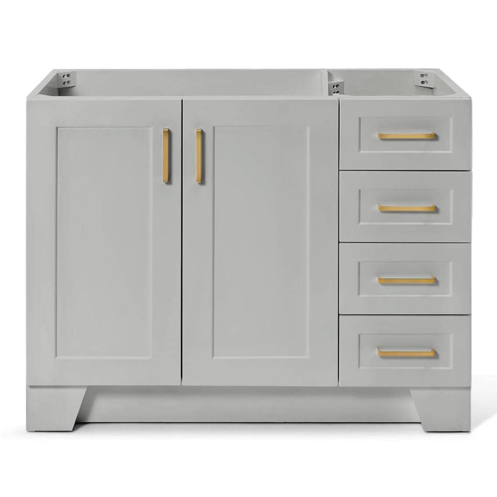 Gray 42'' Freestanding Wood Bathroom Vanity Base with Brass Hardware
