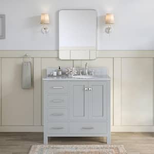 Cambridge 37 in. W x 22 in. D x 35.25 in. H Bath Vanity in Grey with Marble Vanity Top in White with Basin