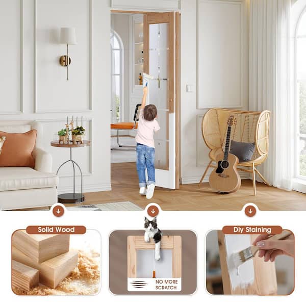 Fredbeck 32 in. x 80 in. 1-PACK Full-Lite Glass Unfinished Spruce