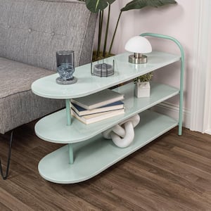Modern 24 in. H 9-Pair 3-Tier Iron Curved Decker Shoe Rack with 2-Tone in Mint